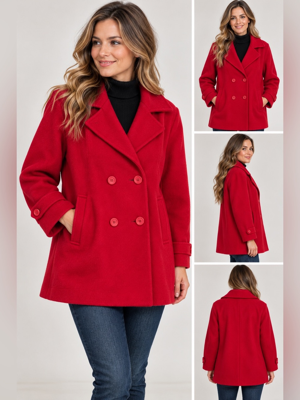 Vintage D’Allaird’s Red Wool Peacoat Women’s Size 14 Made in Canada